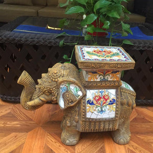 Colorful Ceramic Elephant Statue Garden Plus
