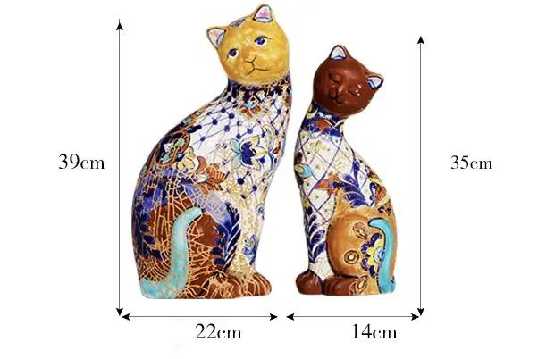 High-end Retro Handmade Ceramic Cat Ornaments Garden Plus