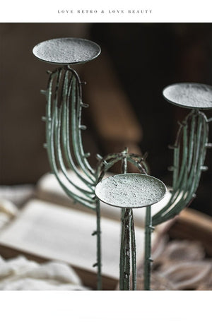 European Retro Iron Art Dinner Table Candle Holder Garden Plus