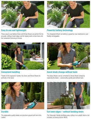 Gardena Battery Grass and Shrub Shears ClassicCut Li ready-to-use Set Garden Plus