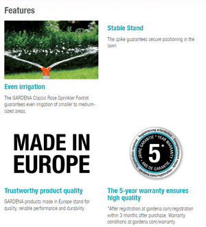 Gardena Classic Rose Sprinkler Foxtrot Garden Plus