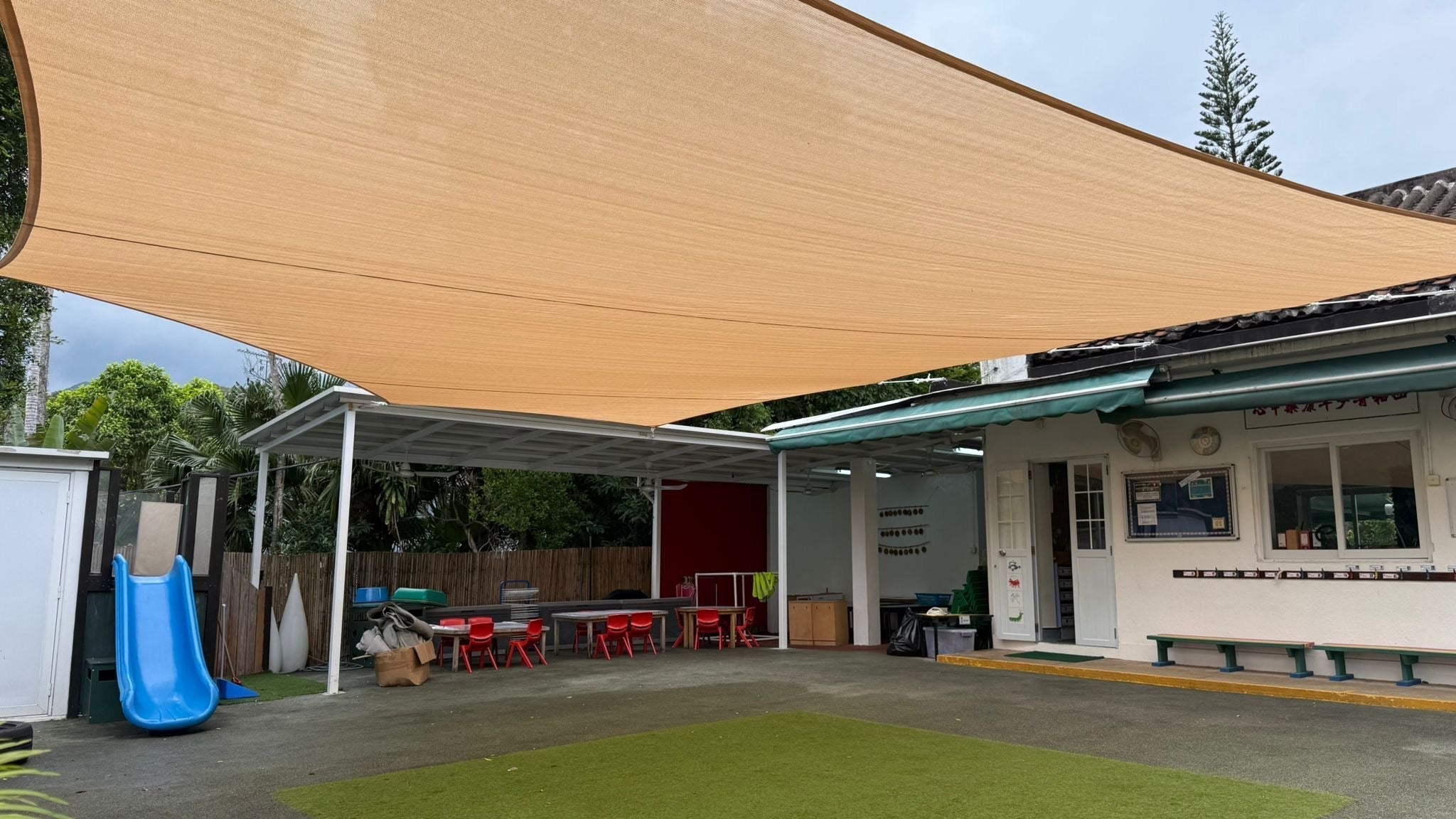 Sail Shade Installation at a School in Sai Kung