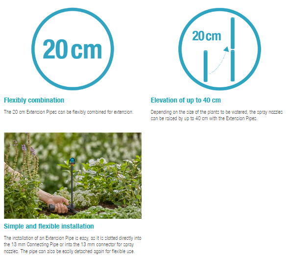 Gardena Extension Pipe for Spray Nozzles Garden Plus