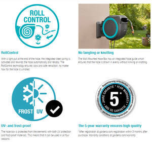 Gardena Wall-Mounted Hose Box RollUp L, 30m Garden Plus