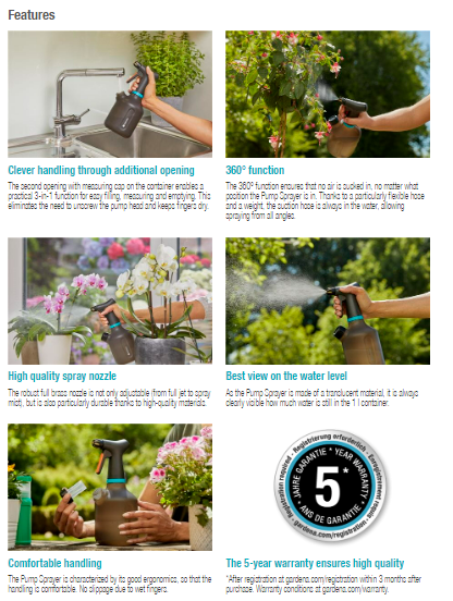 Gardena Pump Sprayer 1l Garden Plus