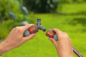 Gardena Two-way Hose Coupling Set 13mm (1/2") and 15 mm (5/8") Garden Plus