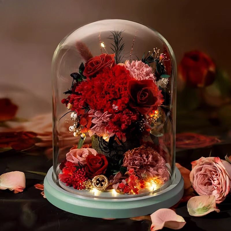 Preserved Carnation Hug Bucket with Ambient Light