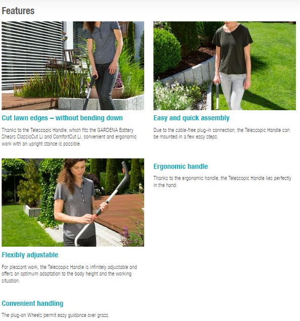 Gardena Telescopic Handle incl. Wheels Garden Plus