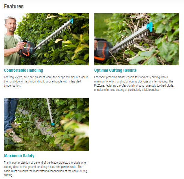GARDENA PowerCut 700/65 Electric Hedge Trimmer 9835-20
