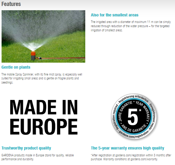 Gardena Classic Spray Sprinkler Fox Garden Plus