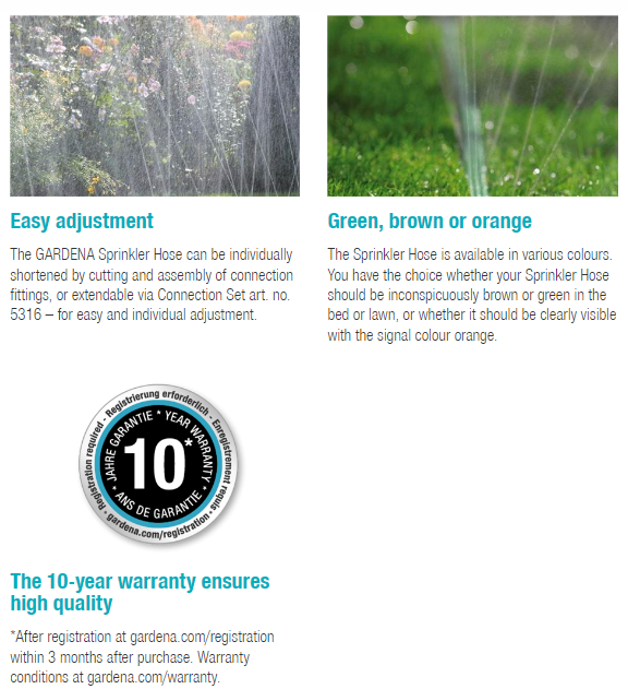 Gardena Sprinkler Hose (Green), 7.5m Garden Plus