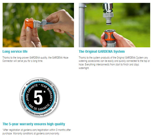 Gardena Hose Connector with Control Valve 13 mm (1/2") Garden Plus