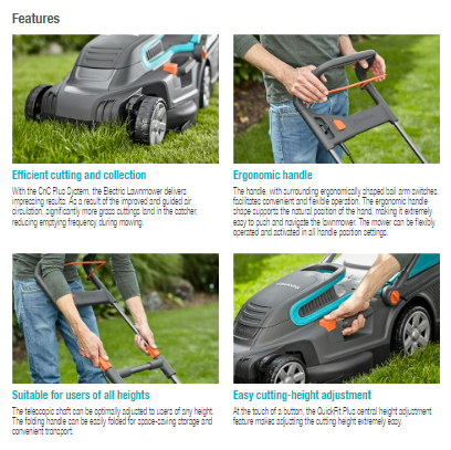 Gardena Electric Lawnmower PowerMax™ 1800/42 ready-to-use Set Garden Plus