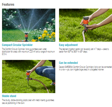 Gardena Comfort Circular Sprinkler Vario 1948 Garden Plus