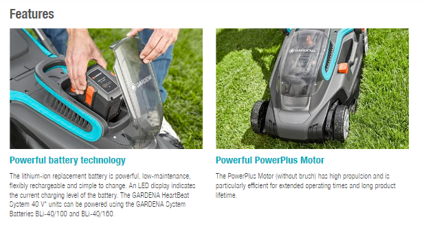 Gardena Battery Lawnmower PowerMax™ Li-40/37 Ready-to-use Set Garden Plus