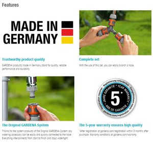 Gardena Two-way Hose Coupling Set 13mm (1/2") and 15 mm (5/8") Garden Plus