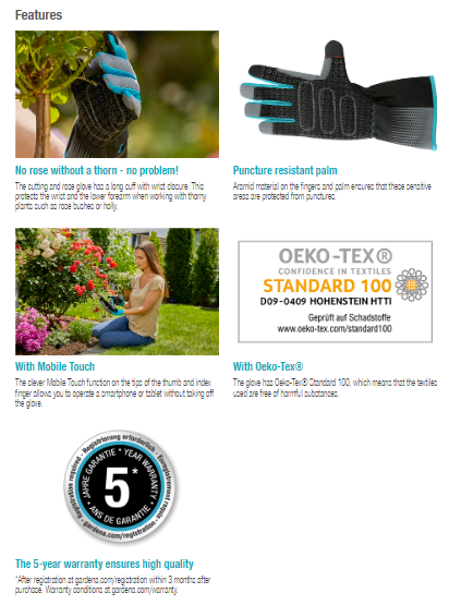 Gardena Cutting and Rose Glove M Garden Plus
