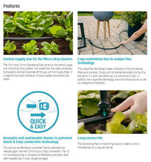 Gardena Connecting Pipe Flex 13 mm (1/2"), 15m Garden Plus