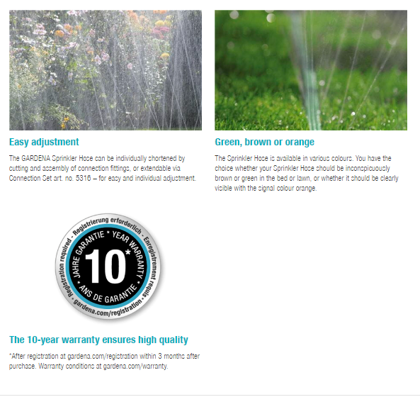 Gardena Sprinkler Hose (Orange), 15m Garden Plus