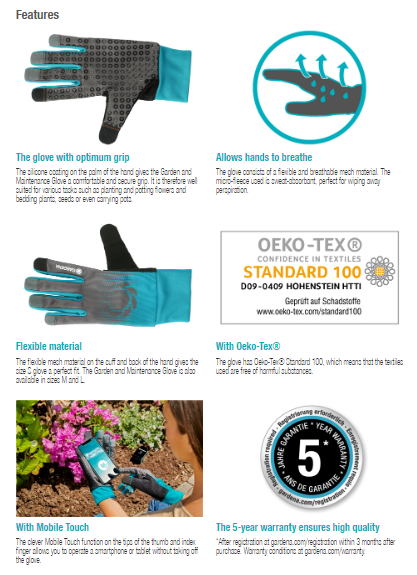 Gardena Garden and Maintenance Glove S Garden Plus