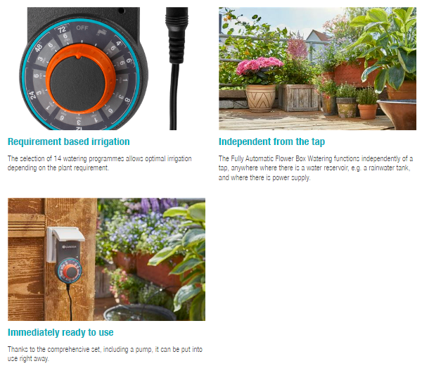 Gardena Fully Automatic Flower Box Watering Garden Plus