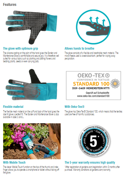 Gardena Garden and Maintenance Glove M Garden Plus