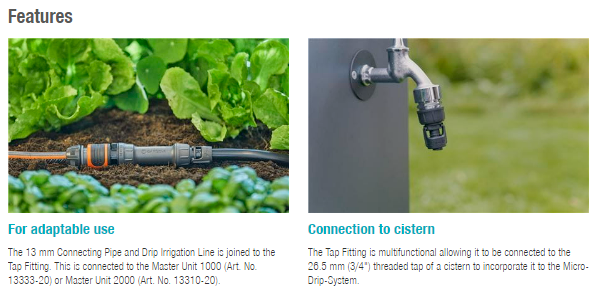 Gardena Tap Fitting 13 mm (1/2") – 3/4" thread Garden Plus