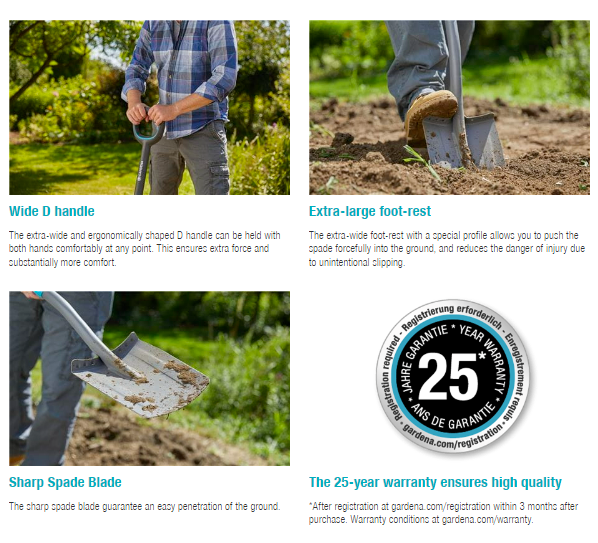 Gardena ErgoLine Telescopic Spade Garden Plus