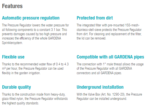 Gardena Pressure Regulator Garden Plus