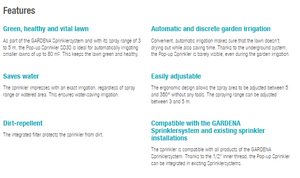 Gardena Pop-up Sprinkler SD80 Garden Plus