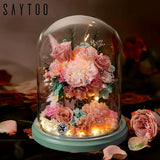 Preserved Carnation Hug Bucket with Ambient Light