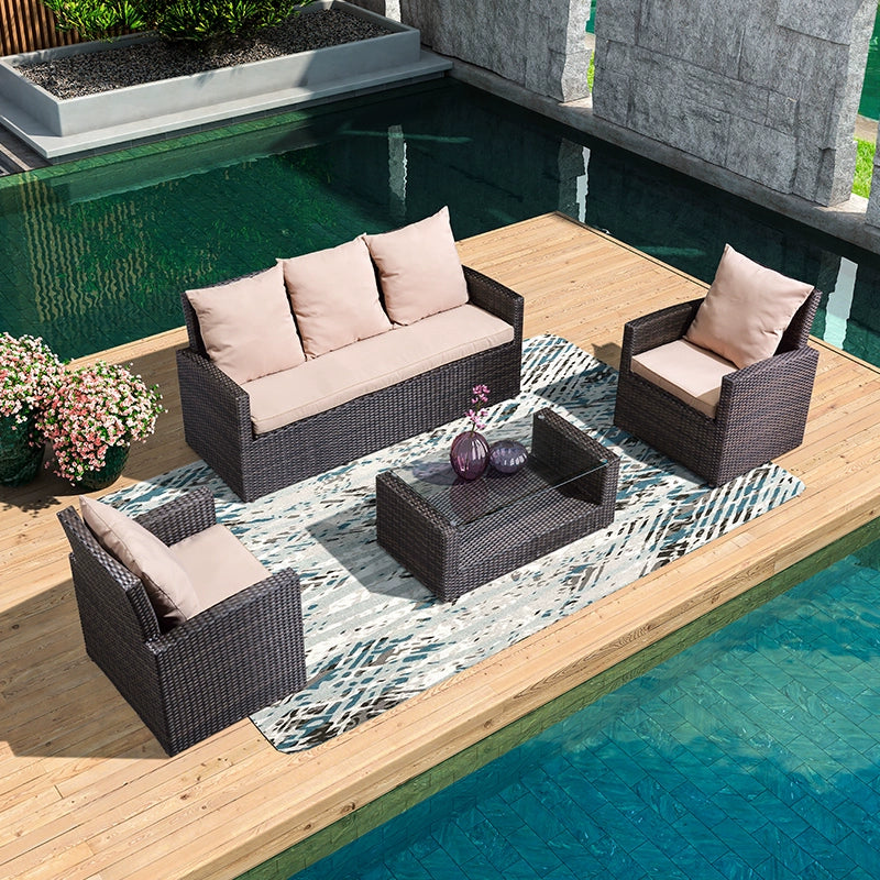 Premium Rattan Sofa Set No.38 - Waterproof Outdoor Patio Furniture for Garden & Sunroom