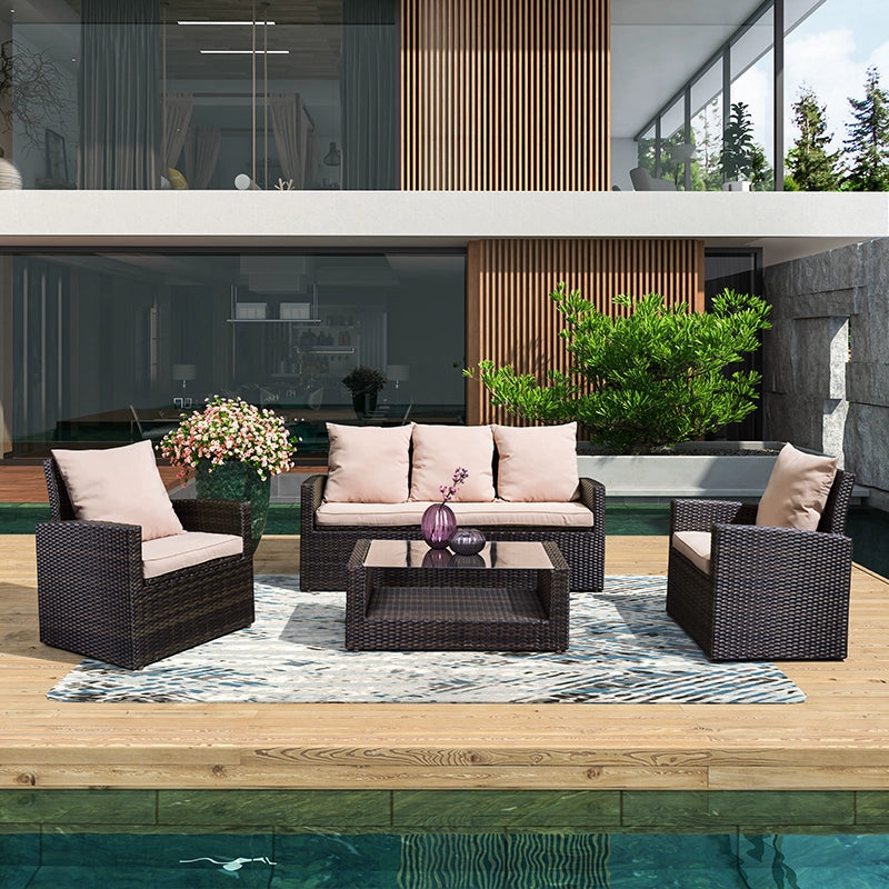 Premium Rattan Sofa Set No.38 - Waterproof Outdoor Patio Furniture for Garden & Sunroom