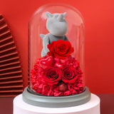 Preserved Flower Gift Box with Teddy Bear