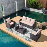 Premium Rattan Sofa Set No.38 - Waterproof Outdoor Patio Furniture for Garden & Sunroom