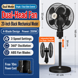 Dual-Head Pedestal Fan with Independent Control