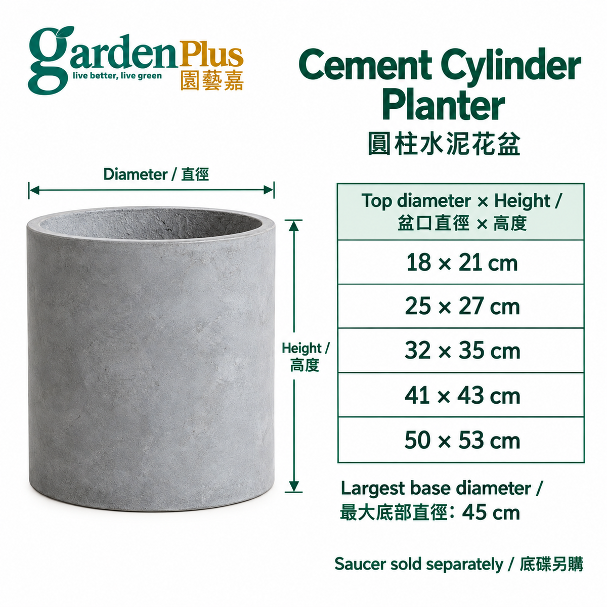 GP Planter PDP size guide · cement-planter-cylinder