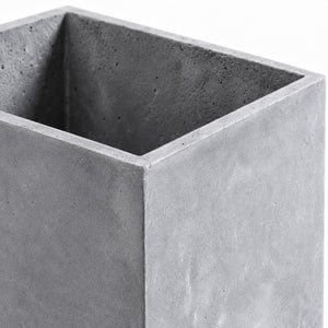 Square cement planter — straight rim and natural cement surface detail
