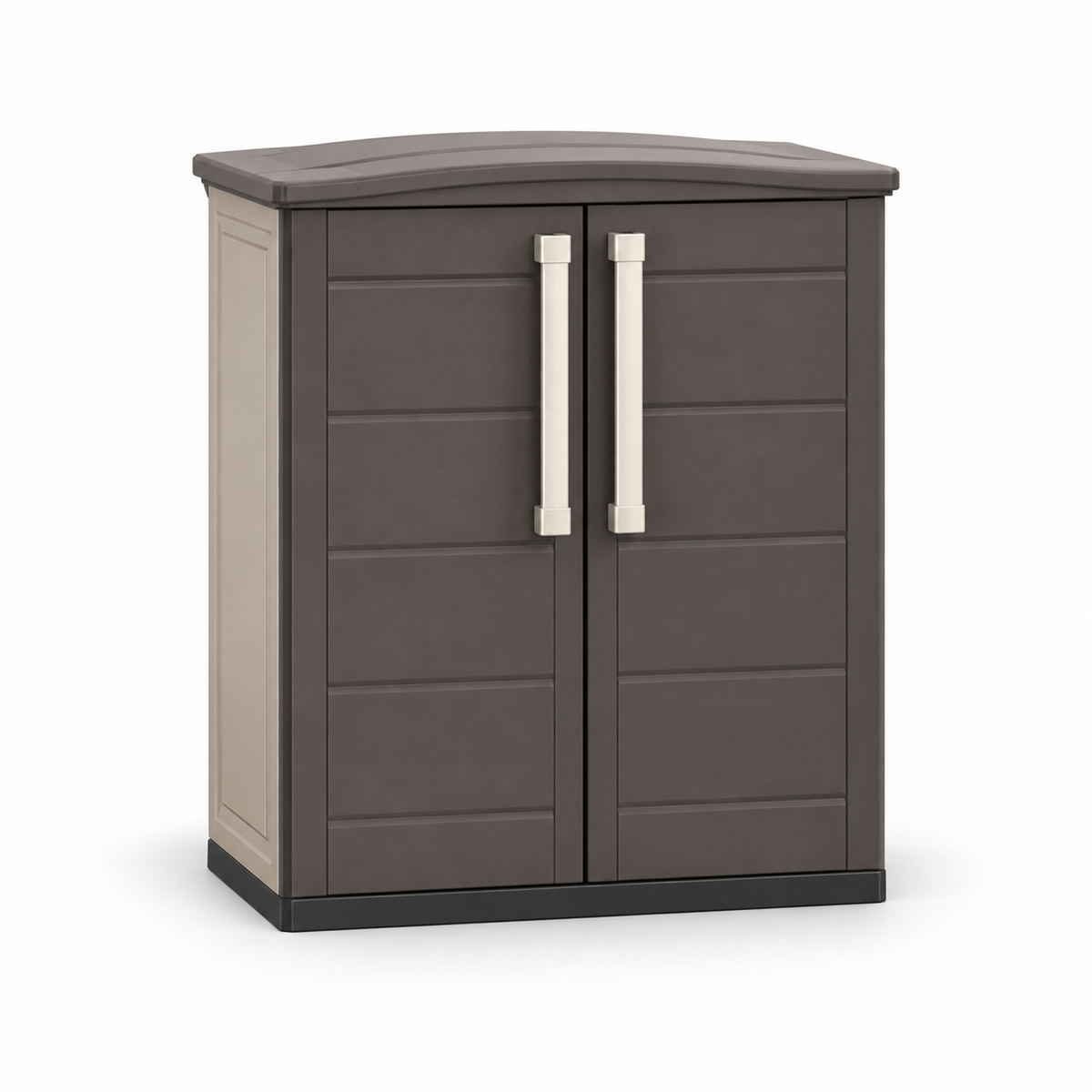 Keter Boston low cabinet, closed doors, brown and beige, clean square product view