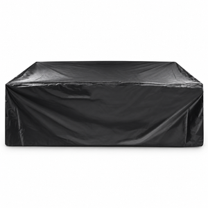 Black outdoor furniture cover, overall shape example; select actual cover dimensions