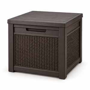 Keter Cube rattan-look storage box, closed lid, square product view