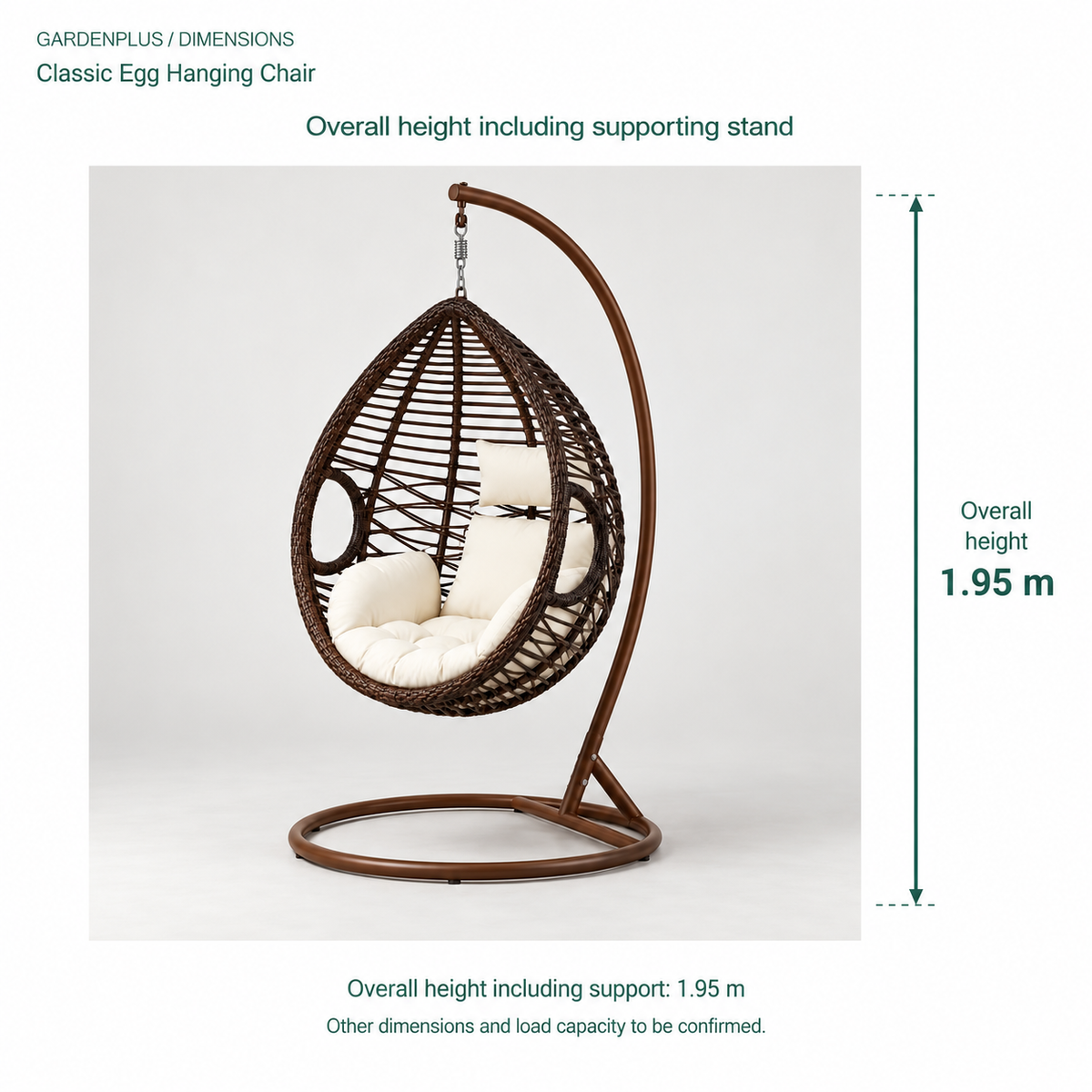 KYT Classic Egg Hanging Chair - dimensions 195