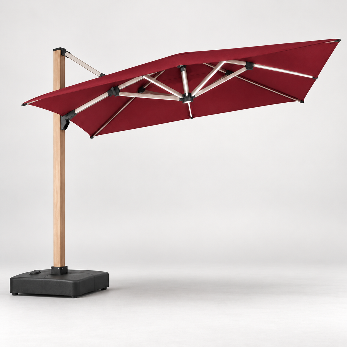 KYT Flagship Solar LED Cantilever Umbrella - burgundy colour reference