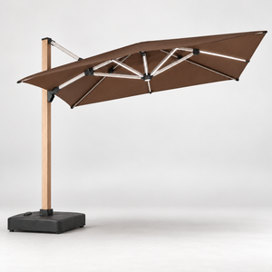 KYT Flagship Solar LED Cantilever Umbrella - coffee colour reference