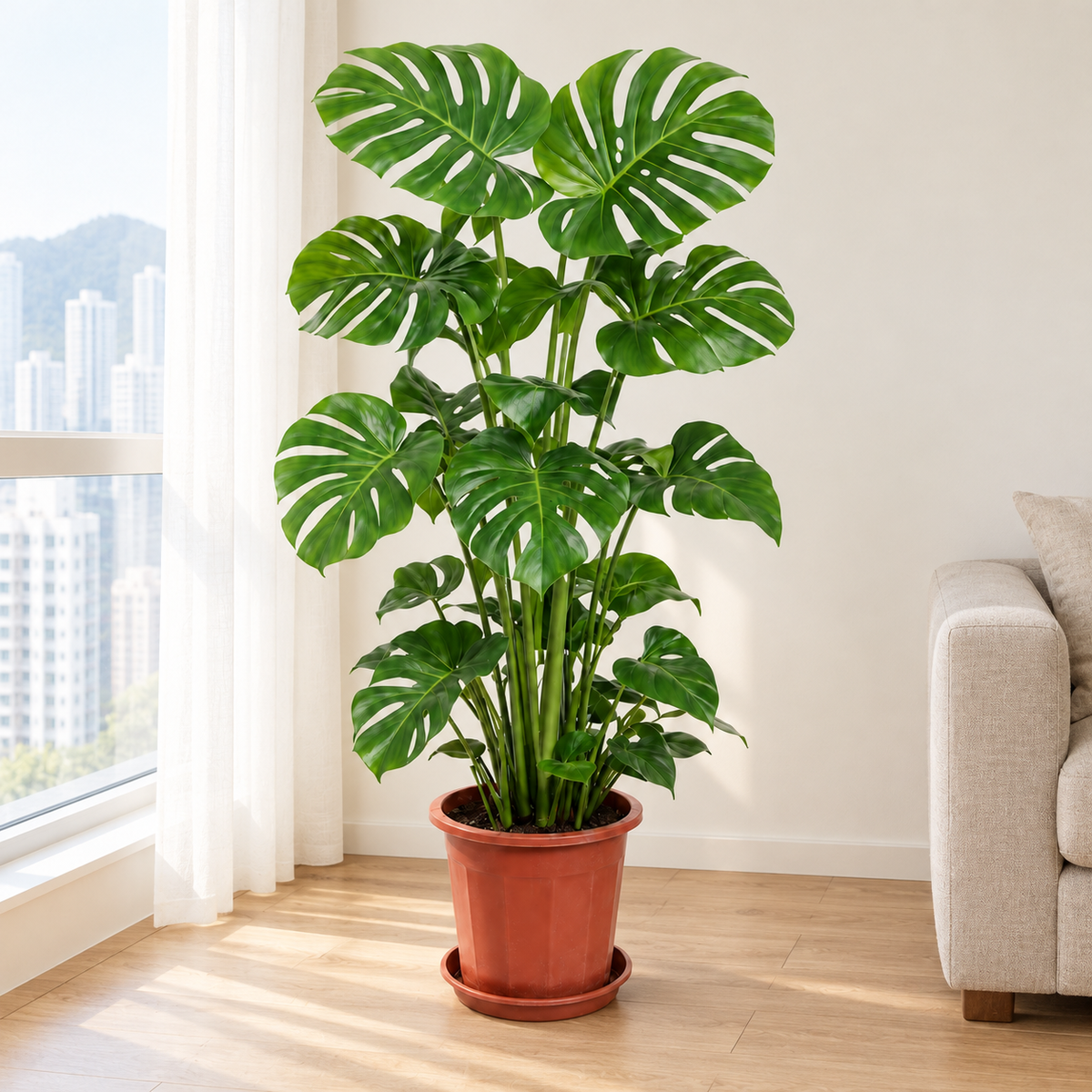 130–150 cm Monstera beside a bright apartment window