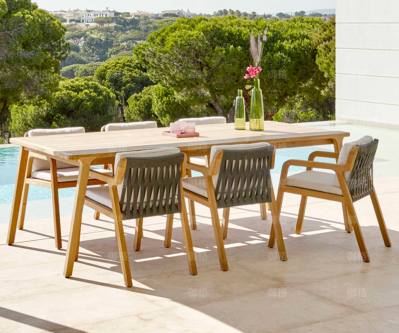 Teak Rattan Table and Chair Set Garden Plus