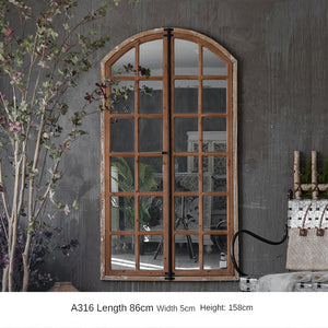 Retro Solid Wood Wall Hanging Dressing Mirror Garden Plus