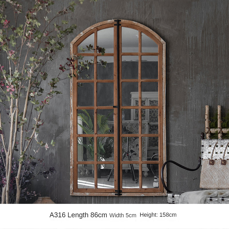 Retro Solid Wood Wall Hanging Dressing Mirror Garden Plus