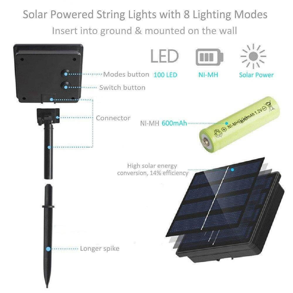 100 LED Solar Fairy Light Garden Plus