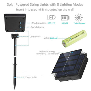 100 LED Solar Fairy Light Garden Plus